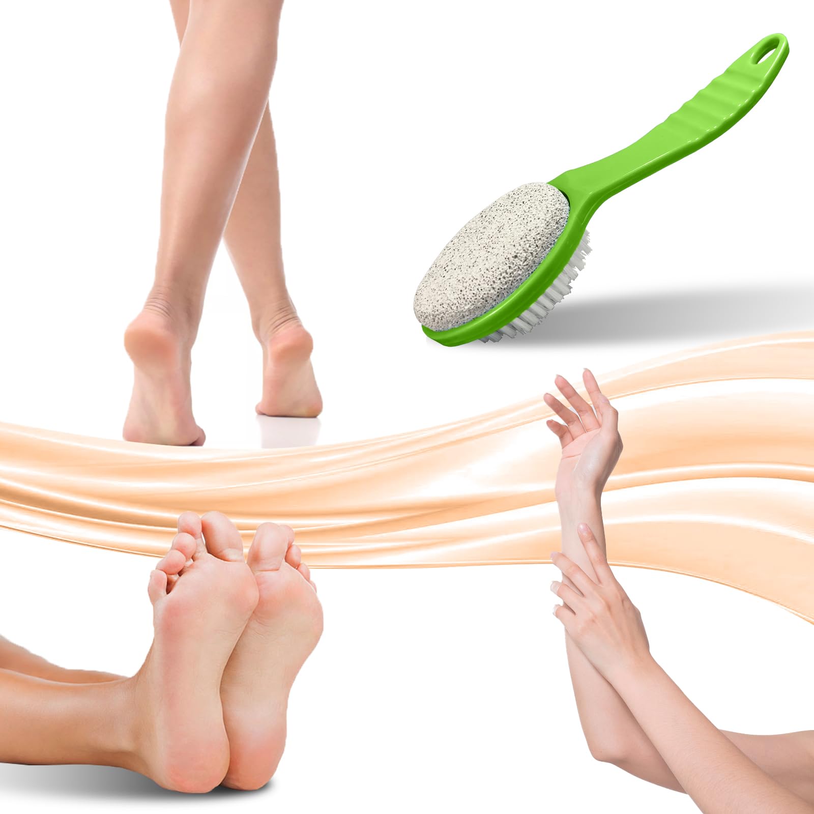 WAFJAMF Foot Stone Brush Exfoliating Brush Shower Foot Srubber with Pumice(1 PCS Green)