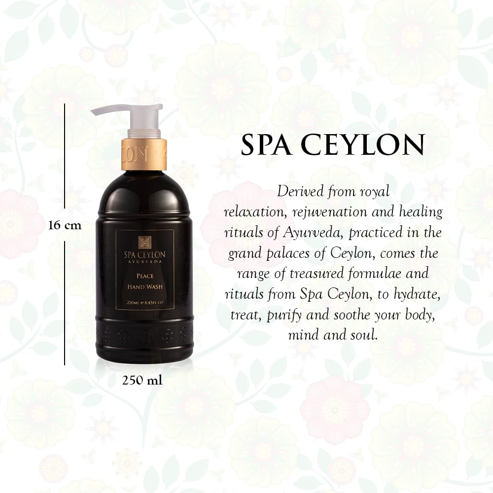 SPA CEYLON Peace Hand Wash | Gentle Hand Wash | Hydrates & Cleanses | Liquid Hand Soap | Aromatic Fragrance of Peppermint, Lemon, Lemongrass | 250ml