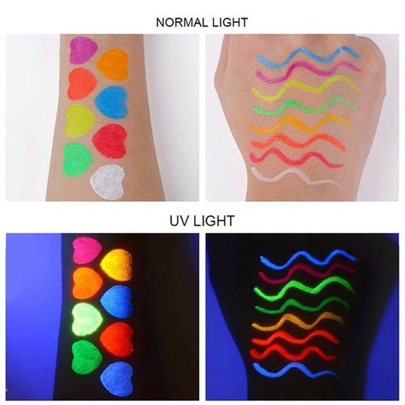 ONMAY 8 Color UV Neon Glow Waterproof & Long-Lasting Liquid Eyeliner for Party & Rave - Glows Bright Under Blacklight(Liquid)