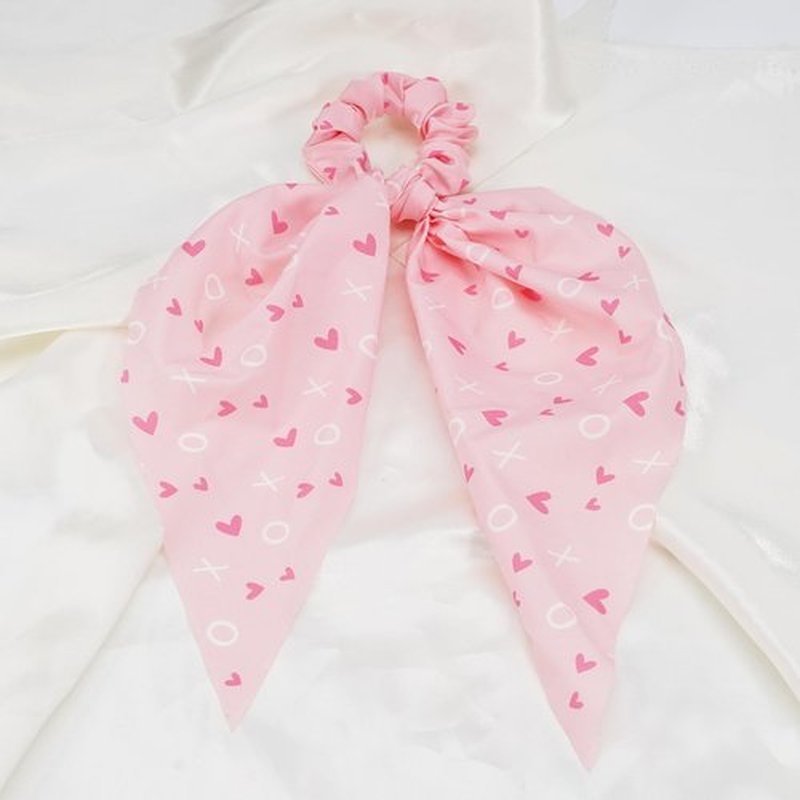 Jocbean Heart Hair Scarf Scrunchies for Women Pink Red Hair Ties Elastic Ponytail Holder Accessories for Women
