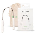 Boka Tongue Scraper - Stainless Steel Tongue Cleaner with Travel Case & Linen Pouch for Fresh Breath
