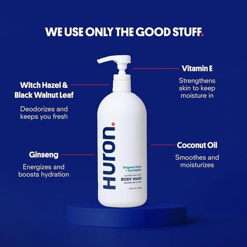 Huron Shower Kit - Hydrating Shampoo, Conditioner & Body Wash | Citrus & Eucalyptus Scent, 30.3 fl oz (Pack of 3)
