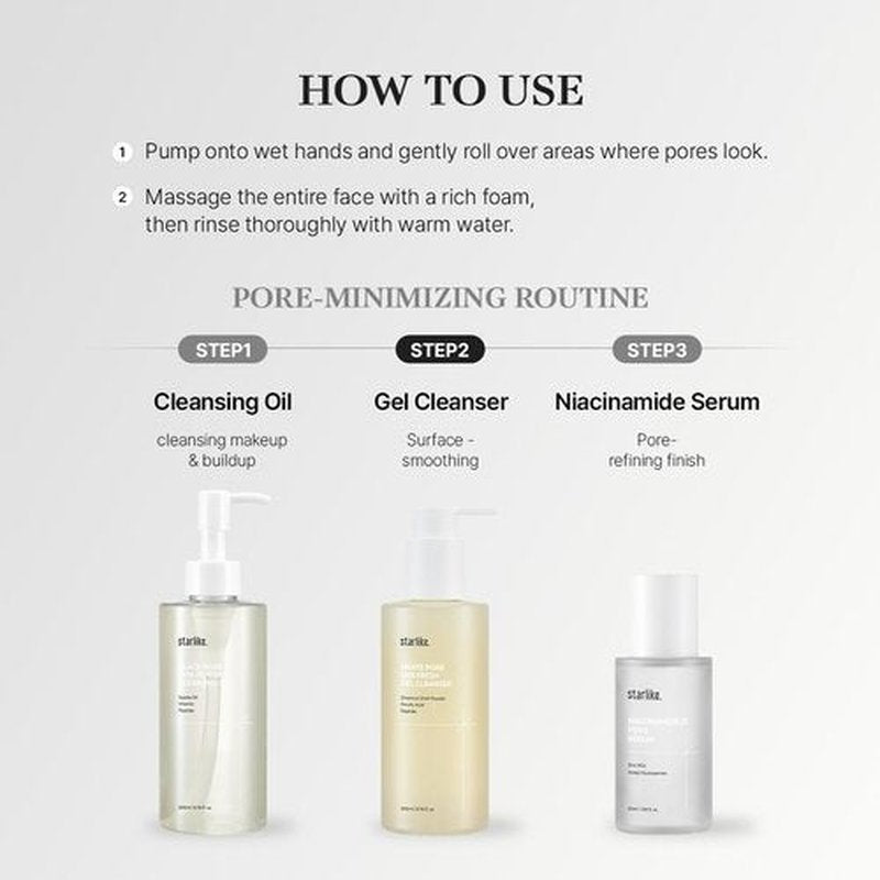 starlike White Pore LHA Fresh Gel Cleanser I LHA & Fine Grain Powder I Daily Mild Face Wash I Helps Reduce Whiteheads Buildup I Fresh & Luminous Looking Glow I Korean Skincare I 6.76 Fl oz (200ml)