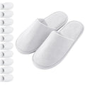UINOFER 10 Pairs Spa Slippers, Disposable Hotel Cotton Velvet Closed Toe Slippers for Home, Bedroom, Bathroom, Indoor, Hotel or Commercial Use (White, One Size)