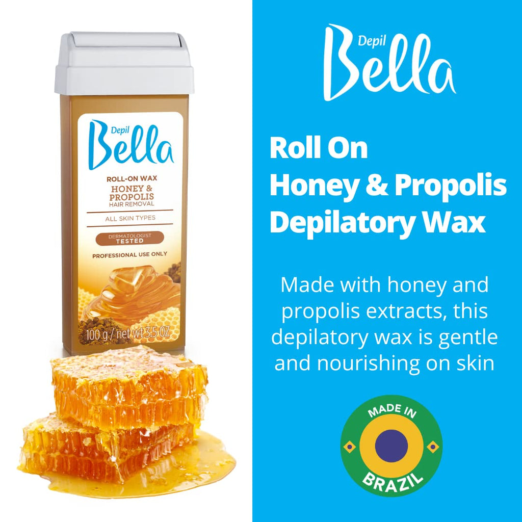 Depil Bella Roll On Wax Honey and Propolis Depilatory | Body Waxing, Hair Removal Wax-Cartridge | For Men and Women | Home Self Waxing | Sensitive Skin | Painless (10 PACK + COMBO)