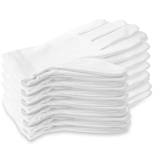 Selizo 12 Pairs 100% White Cotton Gloves for Eczema, Moisturizing Gloves for Dry Hands Overnight Women, Moisture Sleeping Spa Lotion Hand Cream Gloves for Eczema Dry Cracked Hands Sensitive Skin