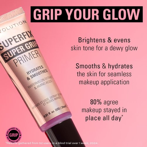 Revolution Beauty London, Superfix Grip Primer, Hydrating & Smoothing Face Primer for Makeup, Gel-Formula to Grip Look, Vegan & Cruelty-Free, 0.81 fl oz