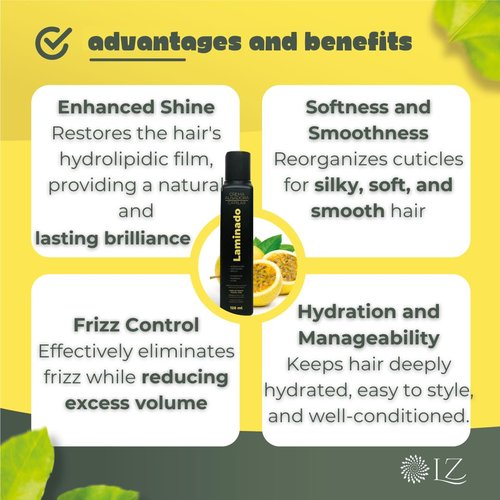 Lina Zapata LZ Laminado Hair Cream Lamination – Professional, Formaldehyde‑Free Keratin Treatment – Smooth, Soft & Silky Finish – Heat & Pollution Protection with Natural Oils
