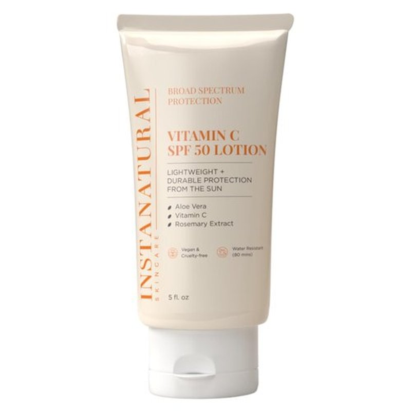 InstaNatural Vitamin C SPF 50 Sunscreen Lotion - Lightweight, Non-Greasy Moisturizer with Aloe Vera | 5 Fl Oz