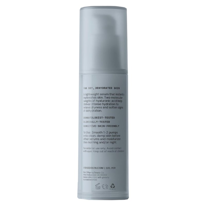 Versed Water Rush Intensive Hydrating Serum - Hyaluronic Acid Serums for Face with Vitamin B5 - Lightweight Face Serum for Dry Skin - Sensitive Skin-Approved & Clinially Tested (1 fl oz)