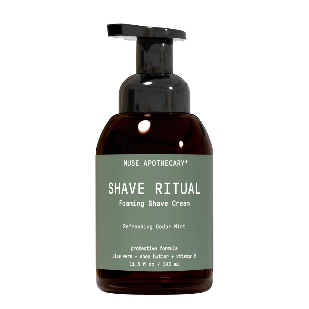 Muse Apothecary Foaming Shave Ritual - Natural Shaving Cream Sensitive Skin - Womens Shaving Cream Mens Shave Cream - Protective Formula Aloe Vera + Shea Butter + Vitamin E - 11.5oz