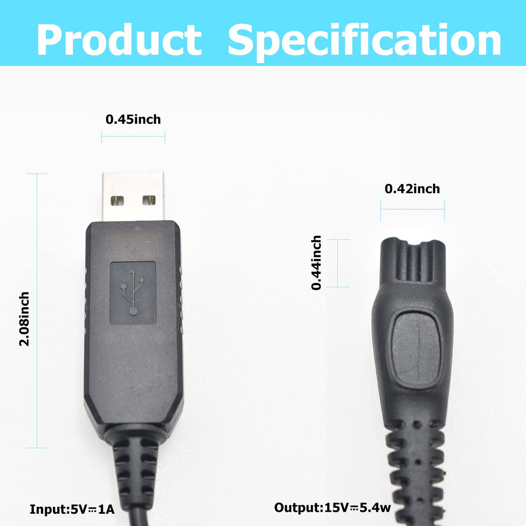 BOEEA HQ8505 Shaver Charger Cord Fit for Philips Norelco HQ8505 3000 5000 7000 Series mg7790 mg5750 Electric Shaver Beard Trimmer 15V AC Adapter Power Supply Charging Cord 3.3Ft