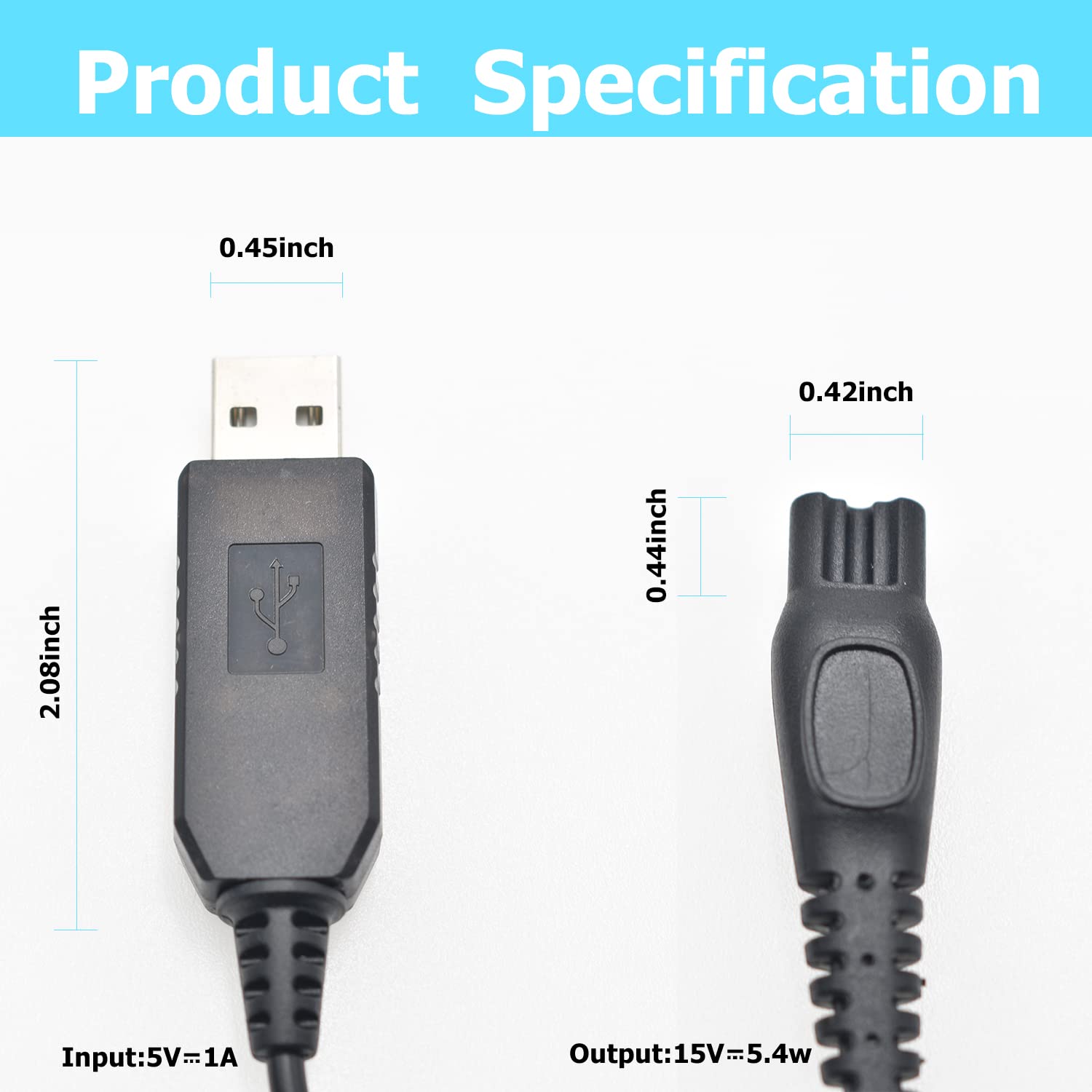 BOEEA HQ8505 Shaver Charger Cord Fit for Philips Norelco HQ8505 3000 5000 7000 Series mg7790 mg5750 Electric Shaver Beard Trimmer 15V AC Adapter Power Supply Charging Cord 3.3Ft