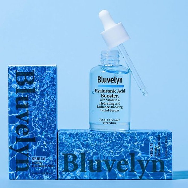 Bluvelyn 10-Layer Hyaluronic Acid Booster Serum – 100,000ppm High Concentration with Vitamin C – Deep Hydration & Brightening for All Skin Types, (50ml /1.69 fl.oz)