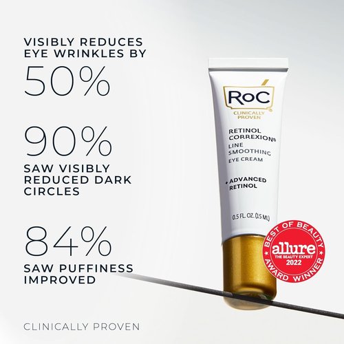 RoC Retinol Correxion Under Eye Cream - Reduce Dark Circles & Puffiness | Anti-Aging Treatment, 0.5 oz