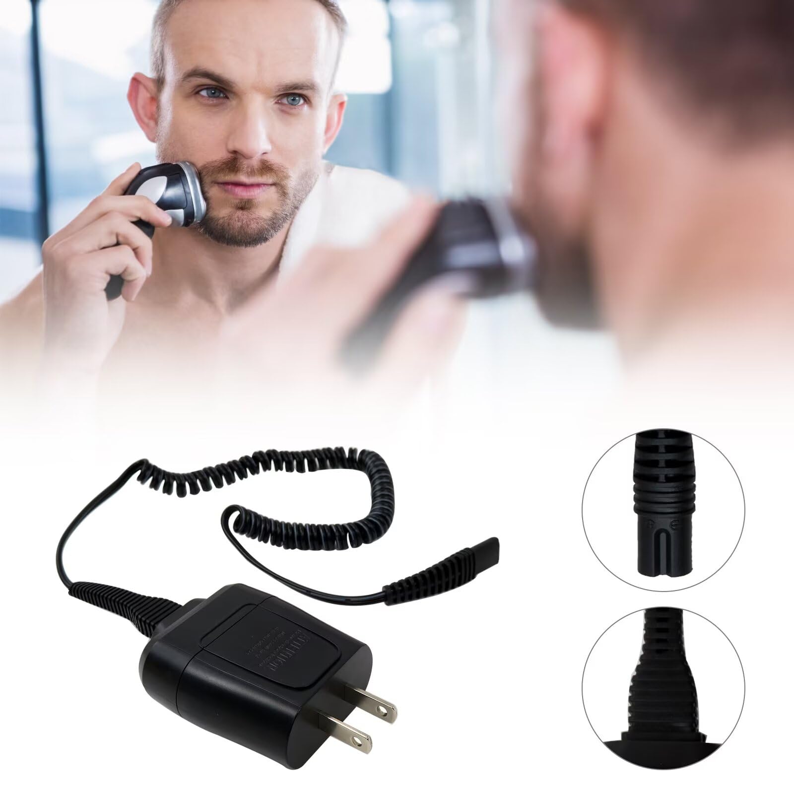 Power Cord for B-raun Shaver Series 1 3 5 7 9, Charger for B-raun 3040S S5 340S-4 310S 9290CC Replacement 12V 400mA AC Adapter for 730 720s-3 720s-4 5877 5884 5887 Power Supply