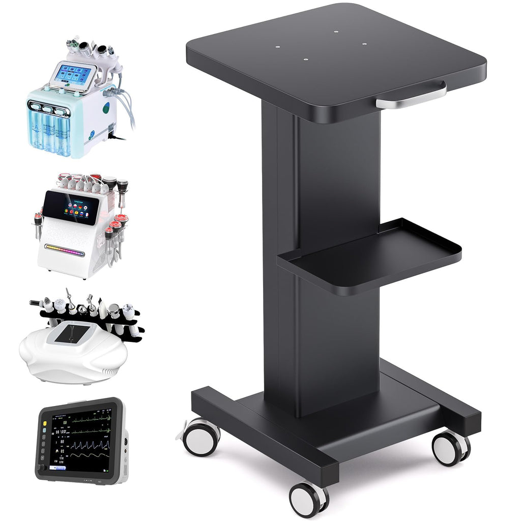 Esthetician Trolley Cart with Wheels, Aluminum Salon Spa Beauty Machine Trolley Stand, Load 135Lbs, 3 Tier Beautician Rolling Cart Esthetician Machine Mobile Handcart for Beauty Instrument Storage