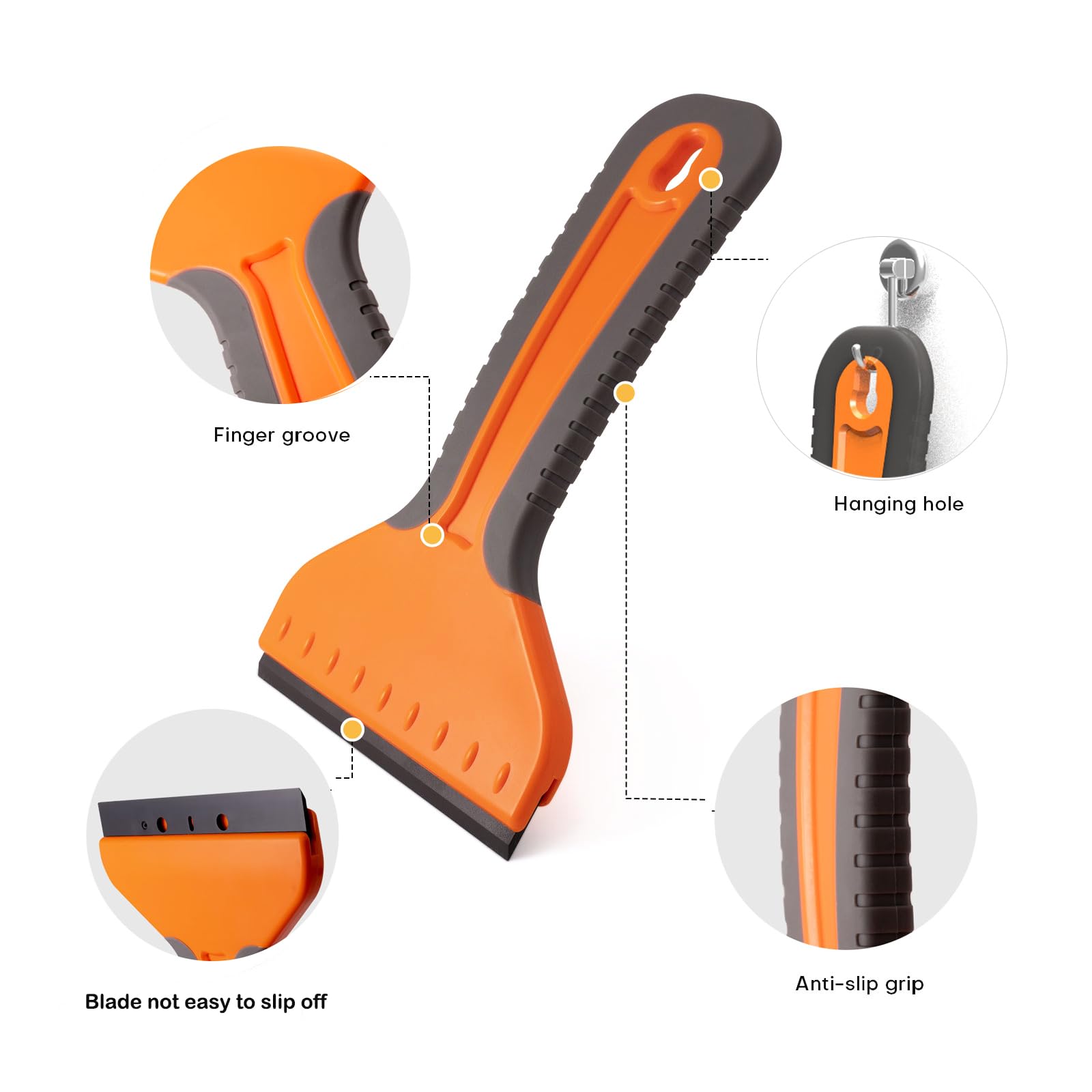 NEWISHTOOL 4-inch Plastic Razor Blade Scraper, 2 PCS Big Blade Paint Scraper Sticker Remover Scraper Tool with 20 Pcs Blades for Glue Label Decal Wallpaper Removing Glass Cleaning