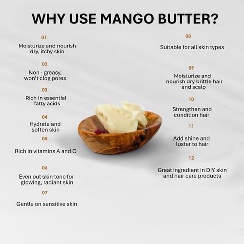 Nourichesse Unrefined Mango Butter - 1LB (16oz) Block, 100% Pure Raw Mango Butter