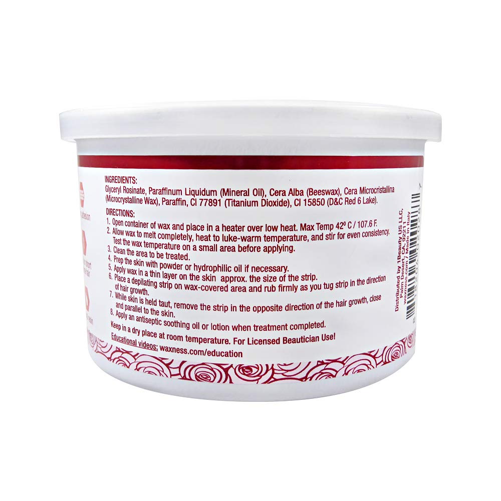 Waxness Creamy Soft Wax Tin Rose 14 oz (400 g) – Professional Strip Wax with Creamy Formula for Face & Body, Ideal for Coarse Hair – Made in Italy