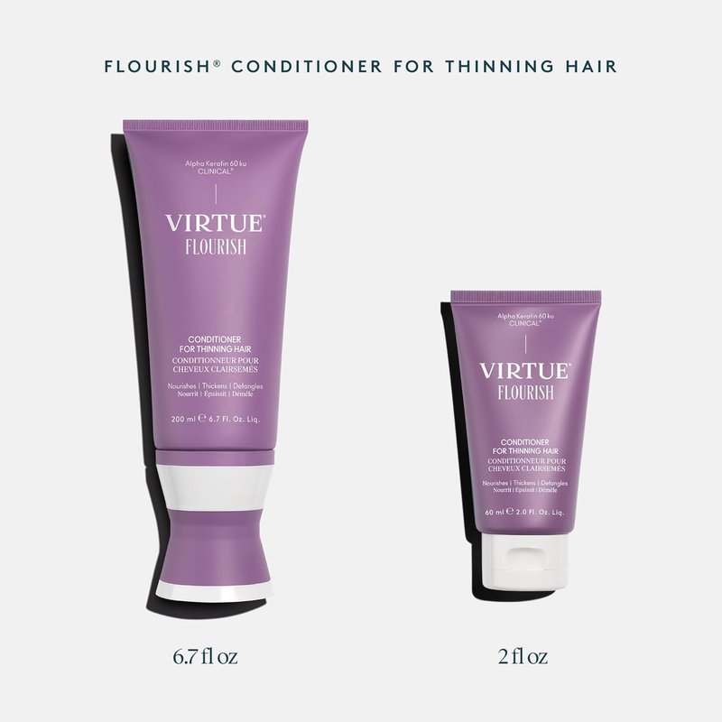 VIRTUE Flourish Conditioner - Sulfate-Free Hair Growth Formula for Fine, Thinning Hair | Color Safe, Detangles & Thickens