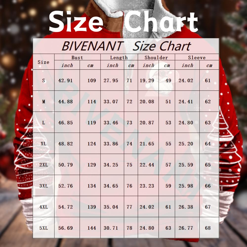 BIVENANT Men's Funny Christmas Hoodies Graphic Ugly Christmas Sweaters for Men Sweatshirts Quarter Zipper Fleece Novelty Sweatshirt Long Sleeve Pullover Tops Outfits,Santa Claus Black,5XL