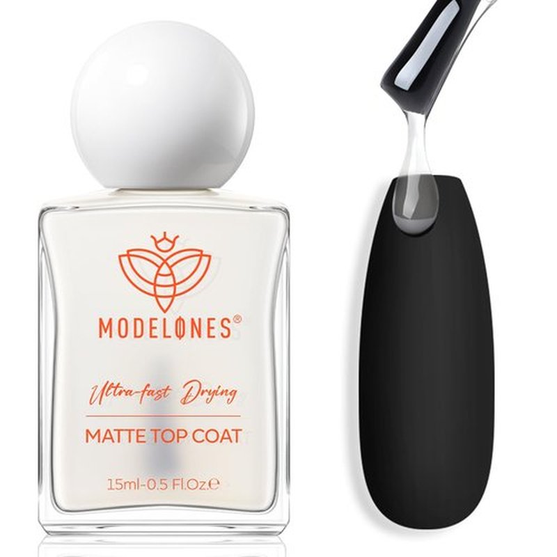 Modelones Matte Top Coat Nail Polish - Quick Dry, Long Lasting, Salon Quality | 0.5 Fl Oz