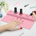 Mydrissu Nail Polish Holder,Silicone Hand Rest Mat Fingernail Painting Tools 2 in 1 Art Accessories Organizer Case Set with Anti-Spill Bottle Stand and Finger Separators for Pedicure Manicure(Pink)