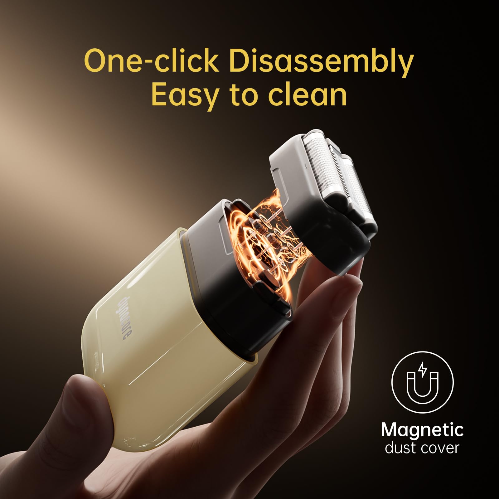 Mini Steel Electric Foil Shavers for Men: Upgraded Mini Electric Razor– Portable Travel Shaver with IPX7 Waterproof, Ultra-Long BatteryLife, and Triple Blade Technology Mini Razor (Sunburst Yellow)