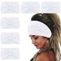 Wecoe 6 Pack White Headbands for Women Wide Elastic Knotted Headbands Fashion African Head Wraps For Wigs Sports Running Workout Yoga Hairbands Halloween Hair Accessories For Women