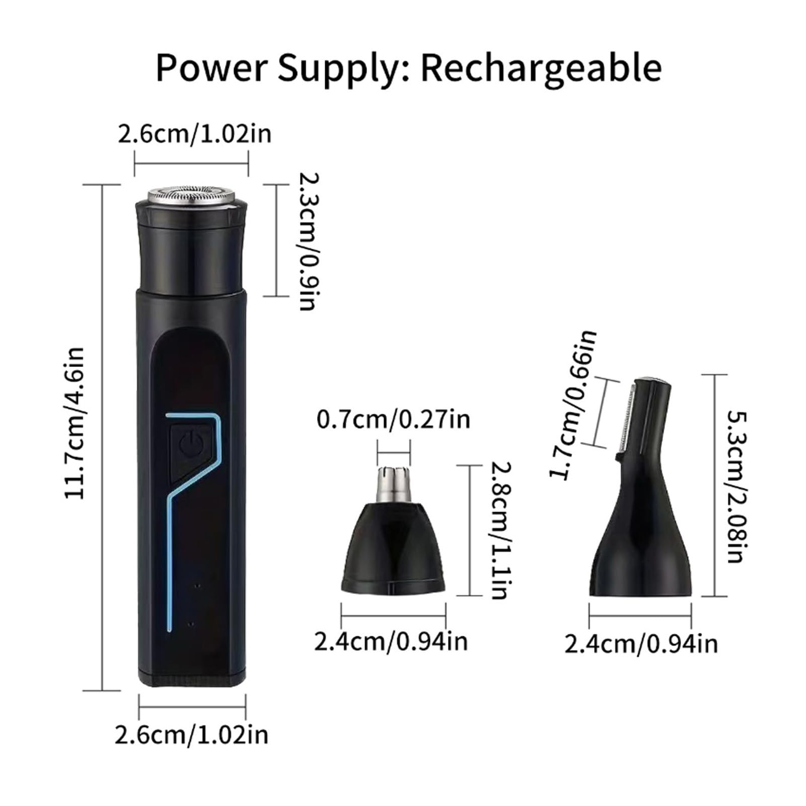 3 in 1 Hair Trimmer Kit for Men Nose Hair Eyebrow,Wet Dry Use,Easy Cleansing,Rechargeable 6500RPM Wet Dry Water Proof Cordless Hair Clipper Kit