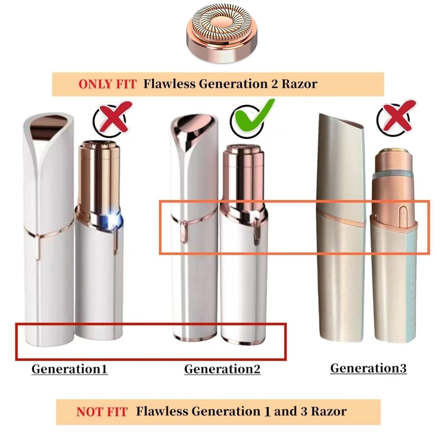 Generation 2 Replacement Heads for Flawless Facial Hair Remover Compatible with Flawless Replacement Heads,Fit for Flawless Replacement Heads Gen 2 for Flawless Facial Hair Removal for Women,2 Count.