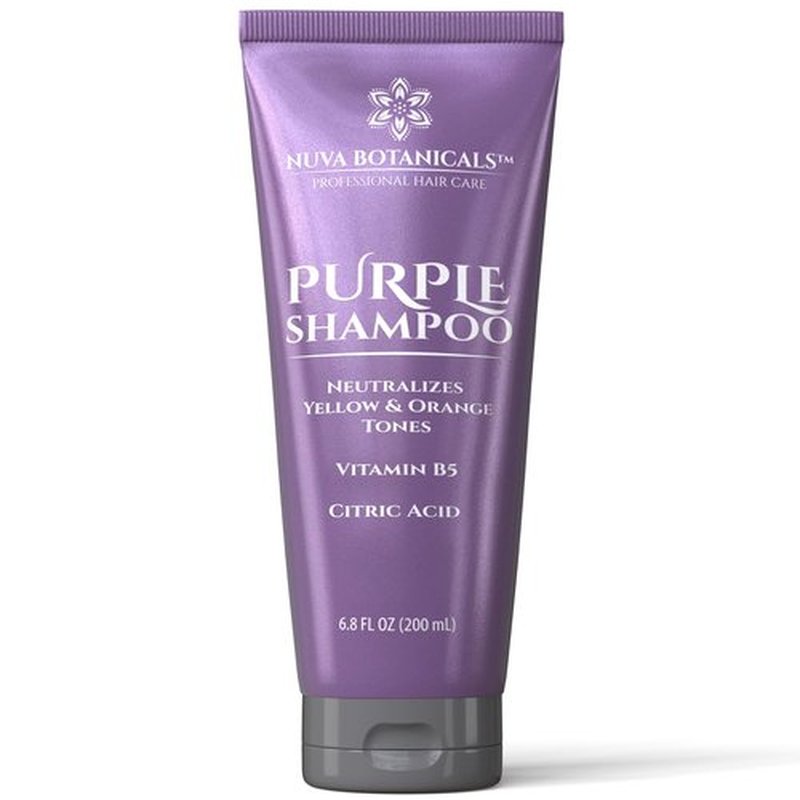 Nuva Botanicals Purple Shampoo for Blondes - Shampoo for Gray Hair for Women Removes Brassy Tones from Hair - Blonde Shampoo with Vitamin B5 - Hair Toner for Bleached Hair 6.8fl oz