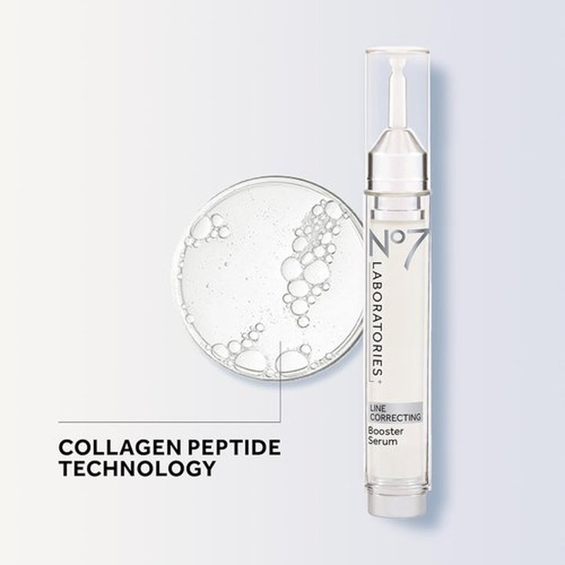 No7 Laboratories Line Correcting Booster Serum - Collagen Peptide Formula for Fine Lines & Wrinkles - 15 ml
