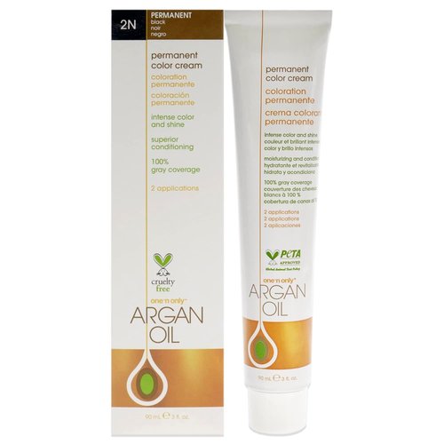 One N' Only Permanent Hair Color - Argan Oil Infused Dye for Rich, Accurate Gray Coverage - 2N Black (3 oz)