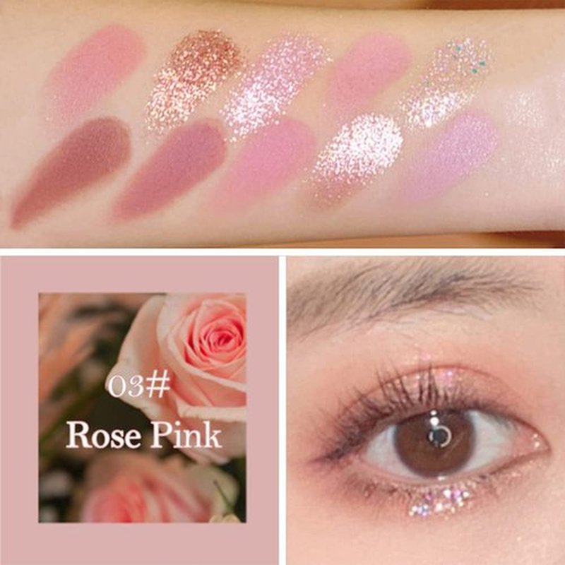 Erinde 10 Colors Eyeshadow Palette - Ultra-Blendable Matte & Shimmer Eye Shadow | High Pigment Rose Pink with Brush