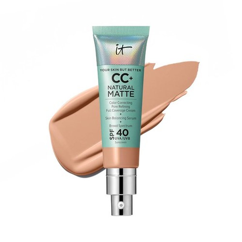 IT Cosmetics CC+ Cream Natural Matte - Full Coverage Poreless Foundation With SPF 40 & 16HR Shine Control - 1.08 fl oz