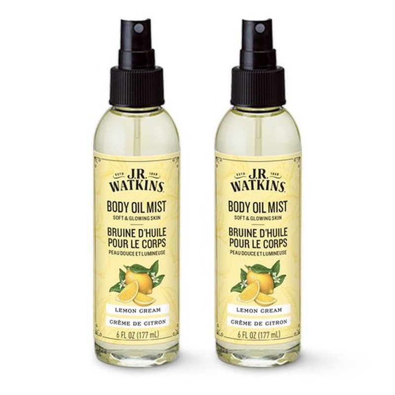 J.R. Watkins Naturally Hydrating Body Oil Mist, Lemon Cream, 6 fl oz, 2 Pack