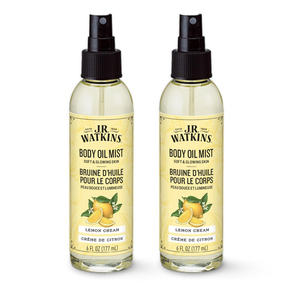 J.R. Watkins Naturally Hydrating Body Oil Mist, Lemon Cream, 6 fl oz, 2 Pack
