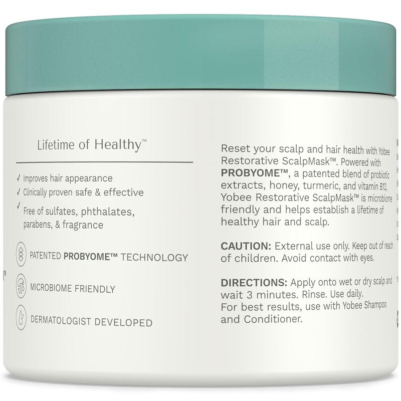 Yobee Restorative Scalp Mask - Probiotic Hair Treatment for Dry, Itchy Scalp - 4 fl oz