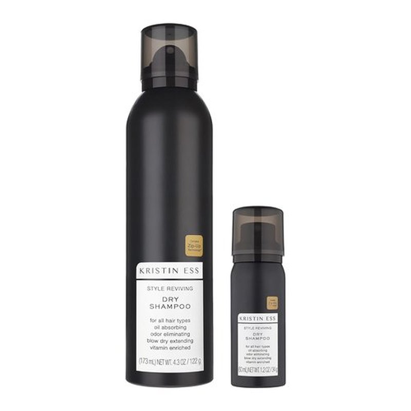 Kristin Ess Dry Shampoo Spray - 2-in-1 Home & Travel Size for Oily Hair | Absorbs Oil, Adds Volume, Fresh Pear Fragrance