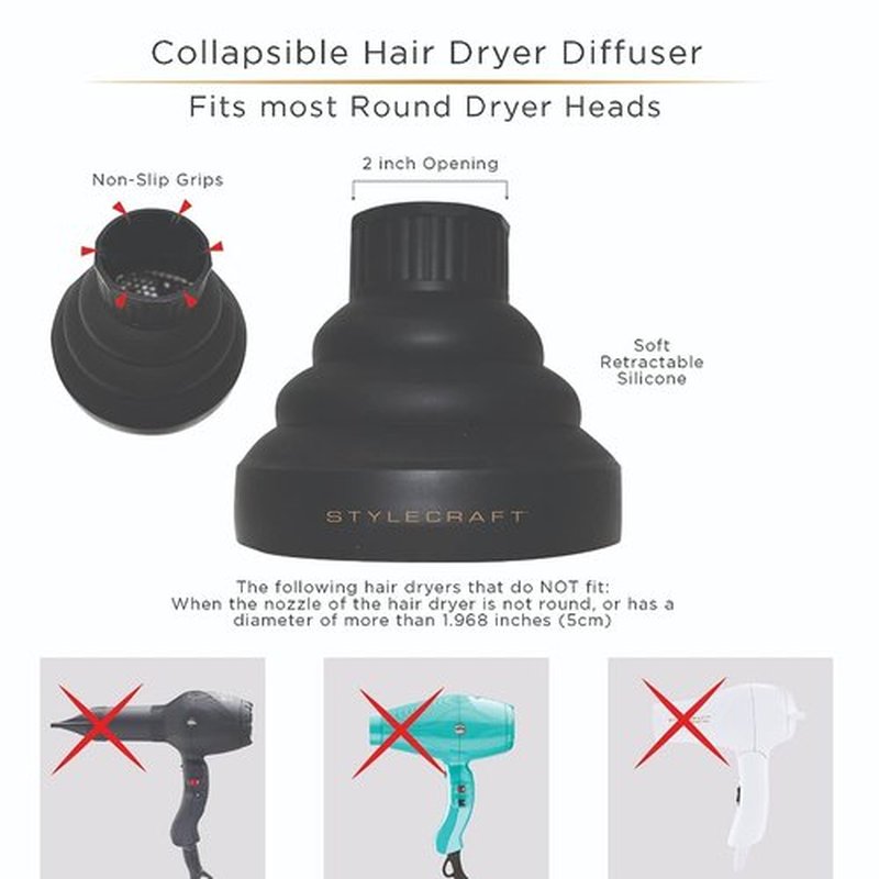 StyleCraft Hair Dryer Diffuser Attachment - Universal Fit for Most Hair Dryers | Enhance Curl Definition