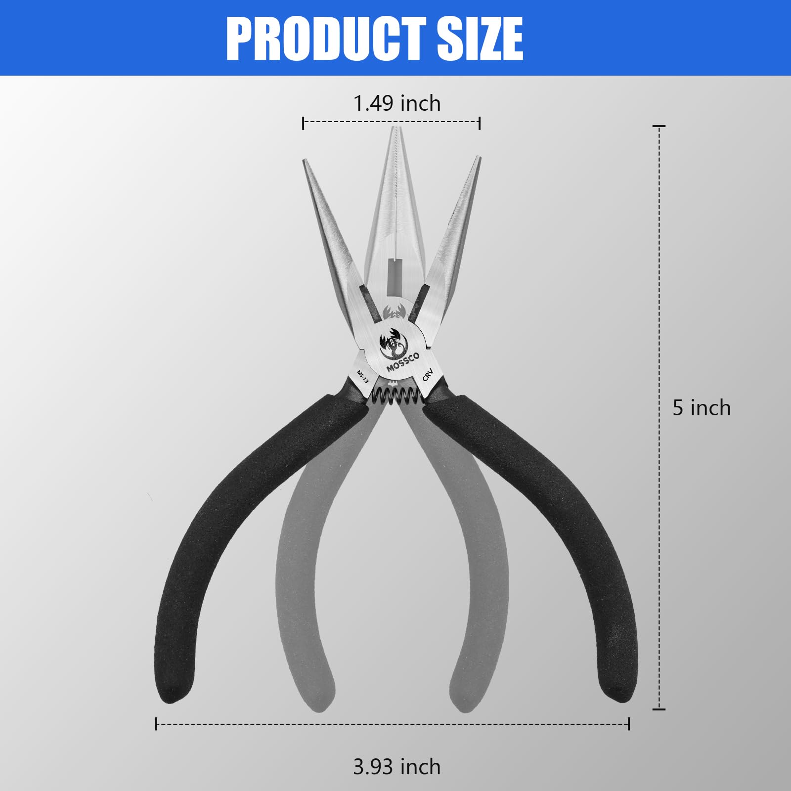 MOSSCO Needle Nose Pliers, 5" Mini Long Nose Pliers with Cutter, Serrated Jaw Precision Small Needle Nose Pliers for Jewelry Making, Bending Wire, Crafts, Electronic Repair