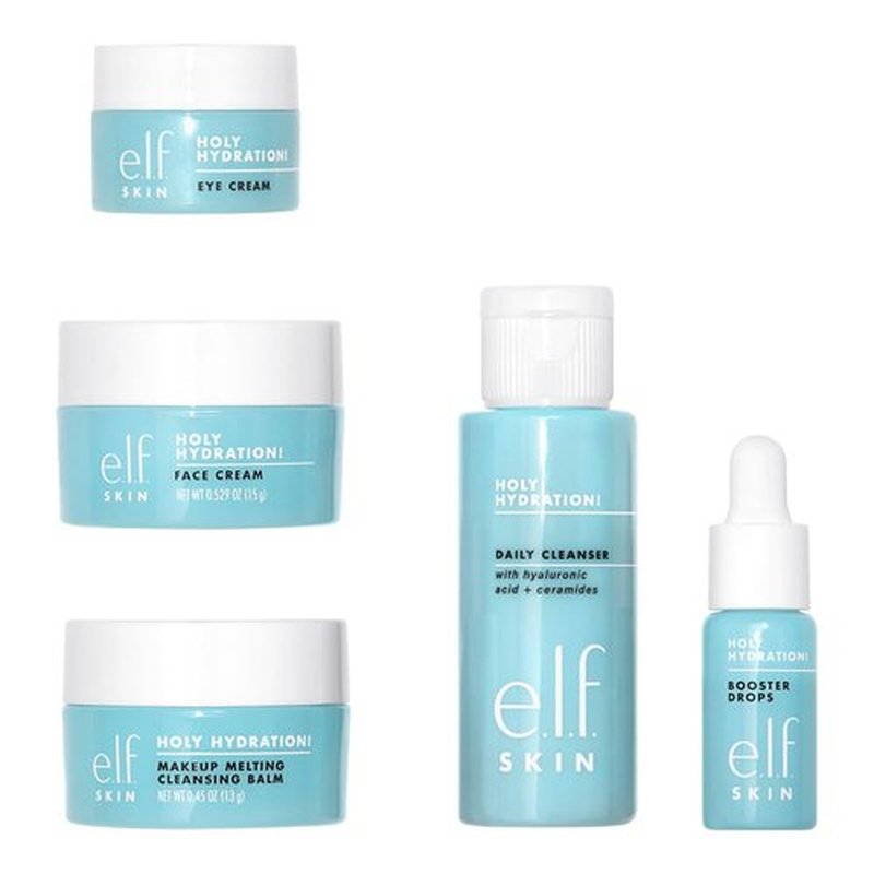 e.l.f. SKIN Holy Hydration! Mini Skincare Kit - Cleanser, Makeup Remover, Moisturizer & Eye Cream