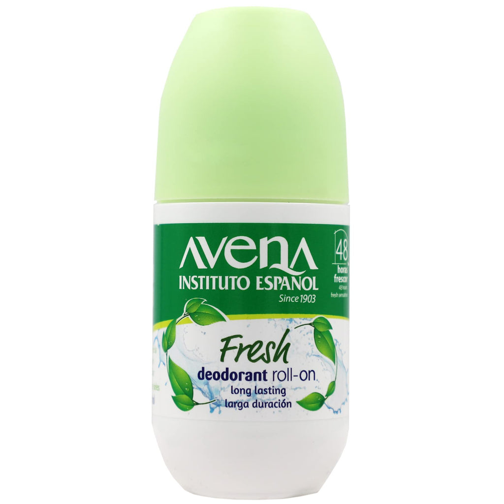 Instituto Espanol Avena Deodorant Roll-On Fresh, Anti-Perspirant, Long-Lasting, Non-Alcohol, Oat Extract, 2-Pack of 2.53 FL Oz Each