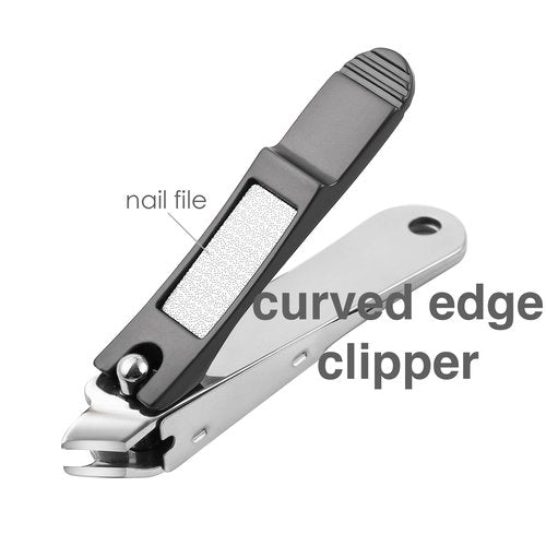 HAPPITON Nail Clippers Set 3PCS Stainless Steel Fingernail Toenail Clipper Cutters Pedicure Tools for Women&Men with Storage Case (Black)