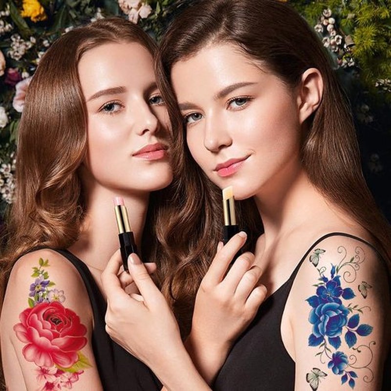 21-Sheet Floral Temporary Tattoos - Bright 3D Peony & Rose Designs - Waterproof Body Art for Women & Girls - Sexy Fake Tattoo Stickers