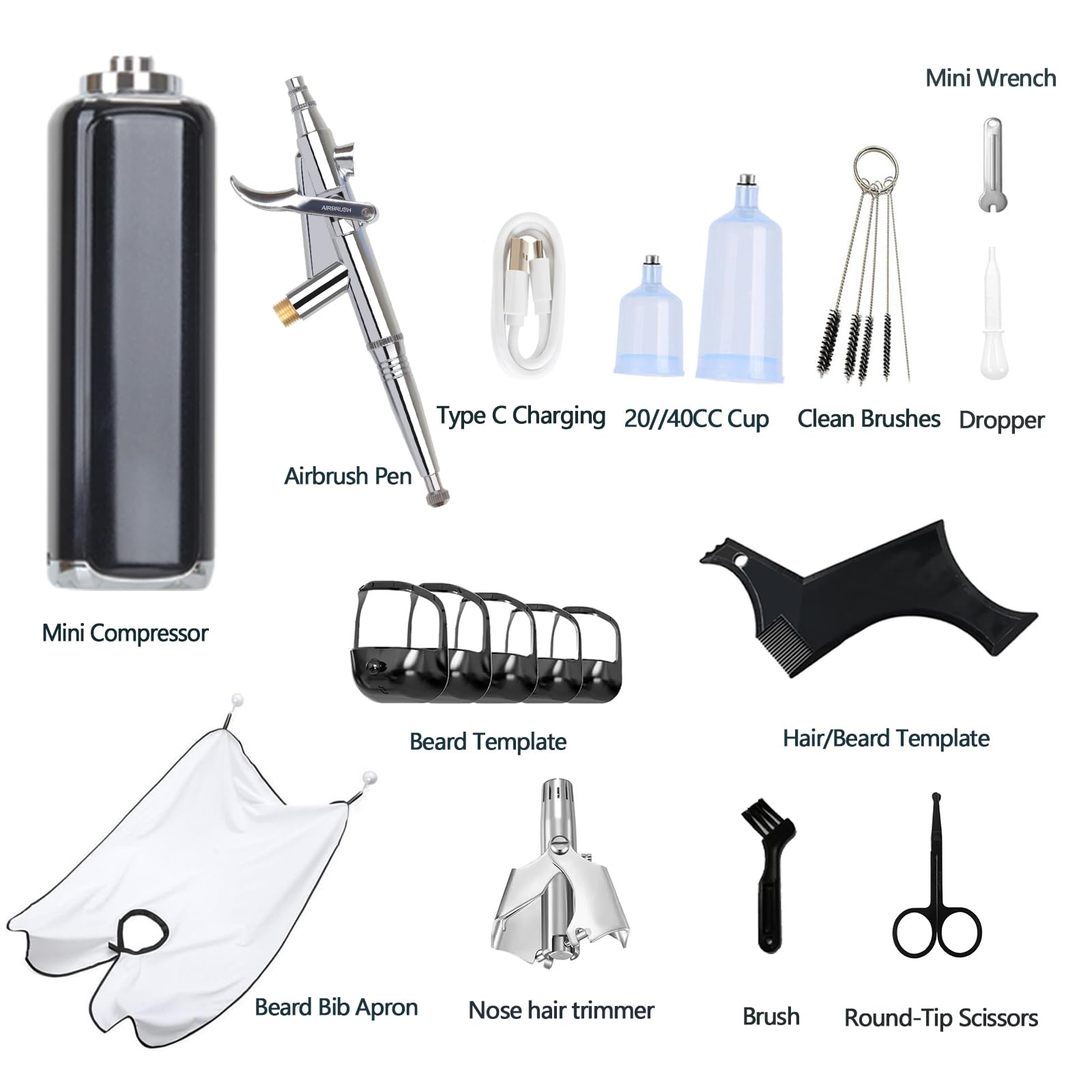 YRHOT Cordless Barber Air Compressor - Airbrush Kit with Compressor, Auto Spray Gun for Precise Hairlines, Beard Paint & Grooming, Salon-Quality Results at Home.