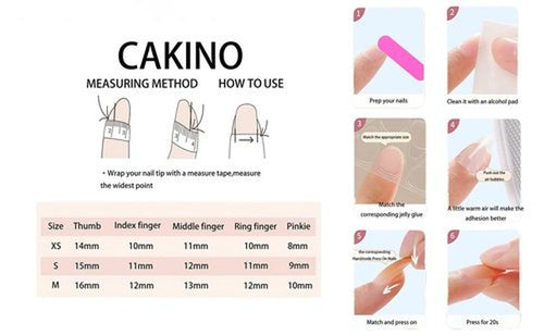 10 Medium Handmade Press On Nails | with 3D Floral and French design False Nails | Skip Salon Trips, Easy to Apply & Remove, Reusable (A008, M)