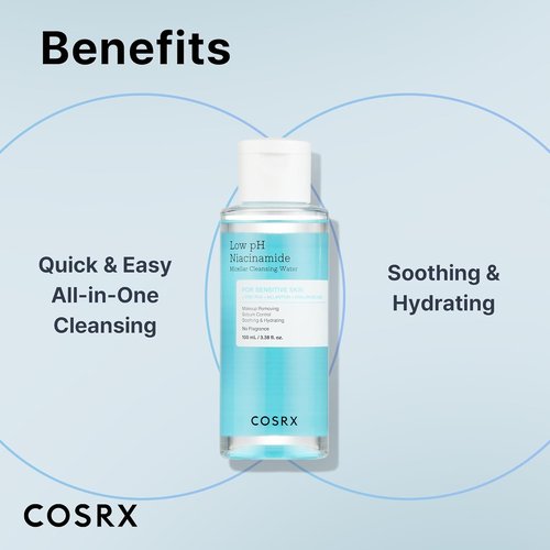 COSRX Low pH Niacinamide Micellar Cleansing Water - Gentle Facial Wash for Sensitive Skin | 3.38 fl. oz.